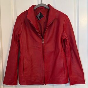 Tiboa Leathers - Women's Red Leather Jacket.  Size S. Fully lined w/ pockets!!